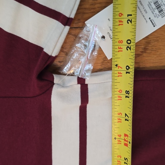 SONOMA BRAND BOYS BURGUNDY AND IVORY STRIPED RUGBY POLO SHIRT SIZE XL - Picture 9 of 13